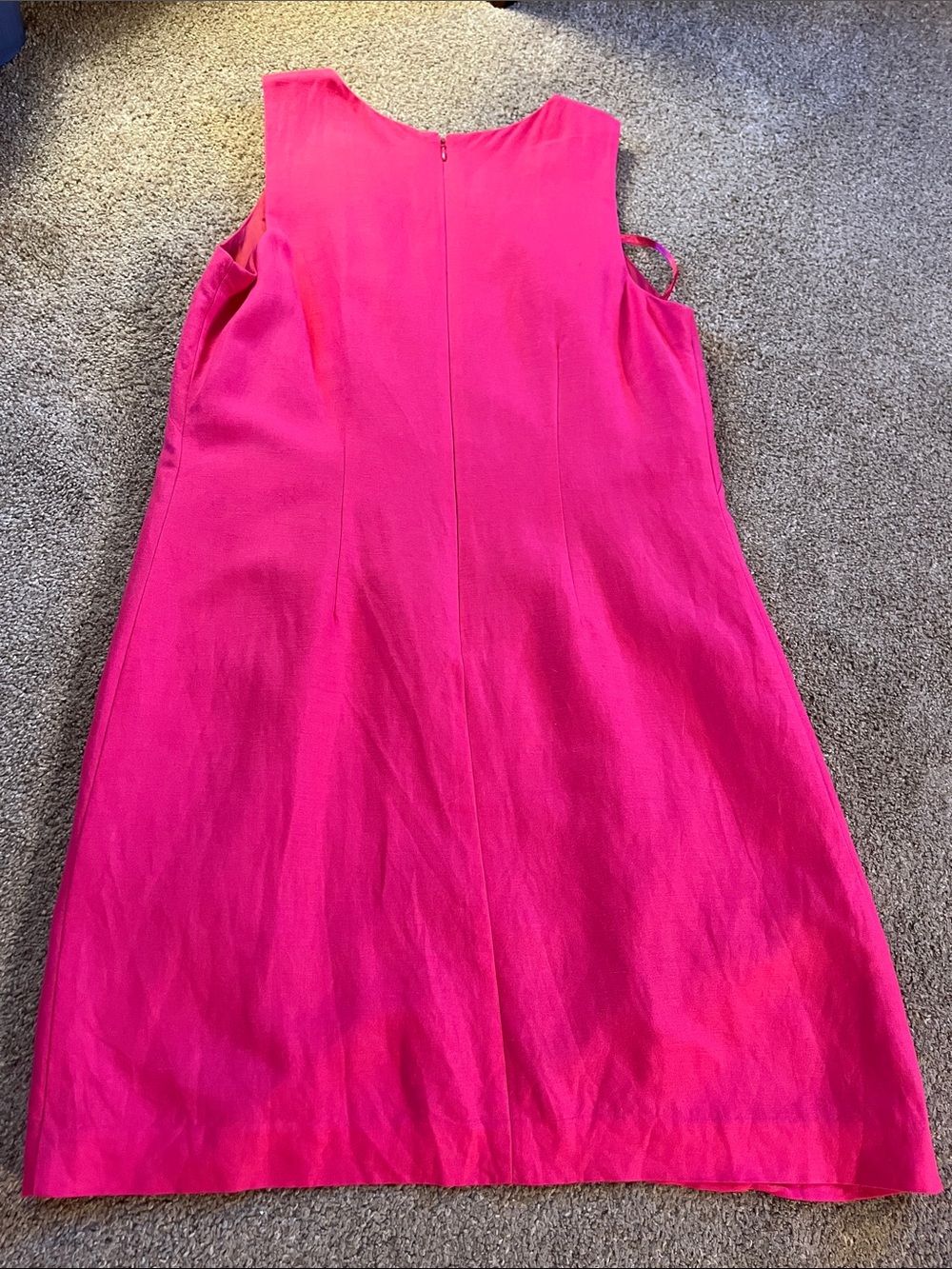 👑👑👑Eliza J Pink Linen Blend sz10 Gold Embroidered Gold Beaded Yoke Shift MONEY - Picture 12 of 13